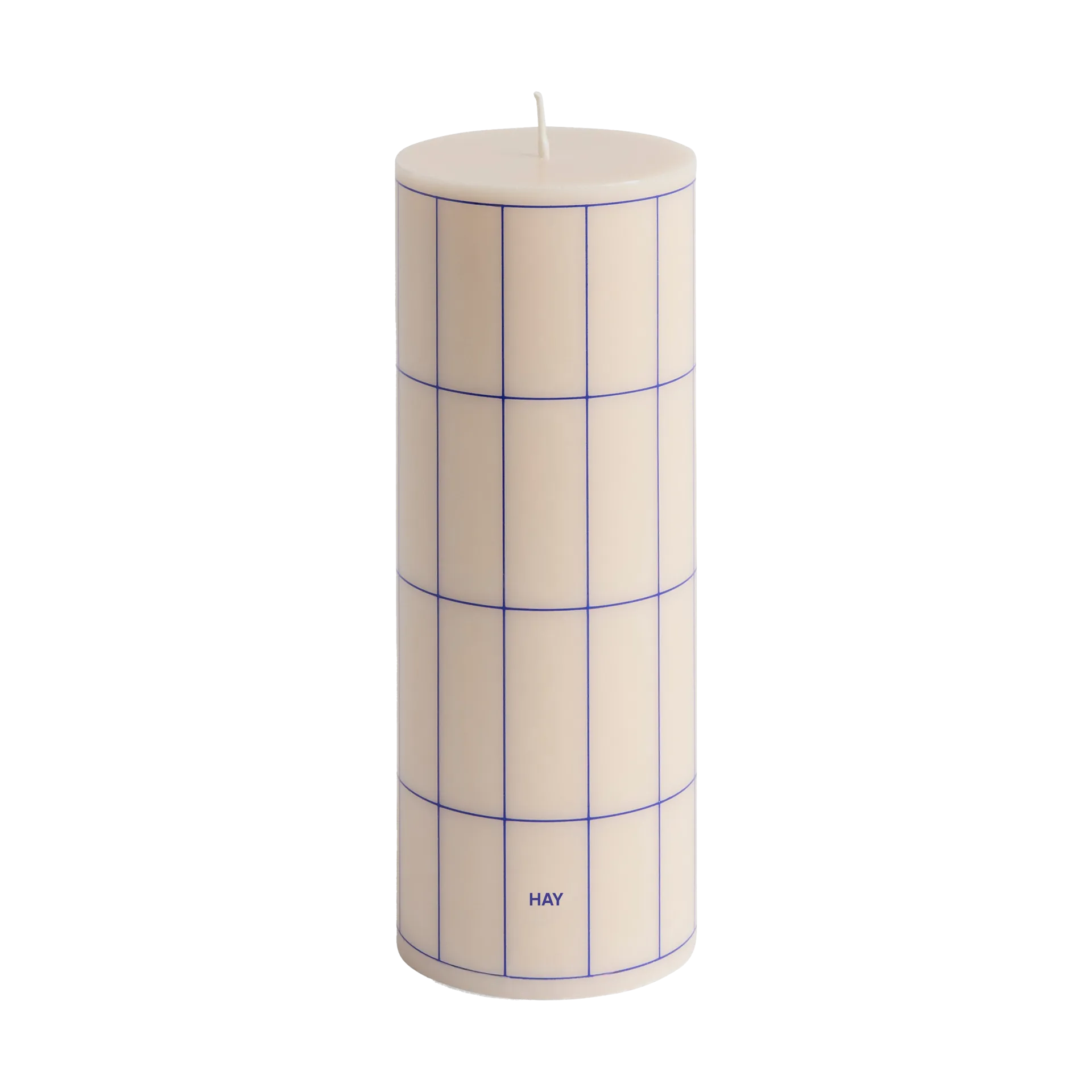 Column Candle Blockkerze medium 20 cm, Off white-blue grid check HAY