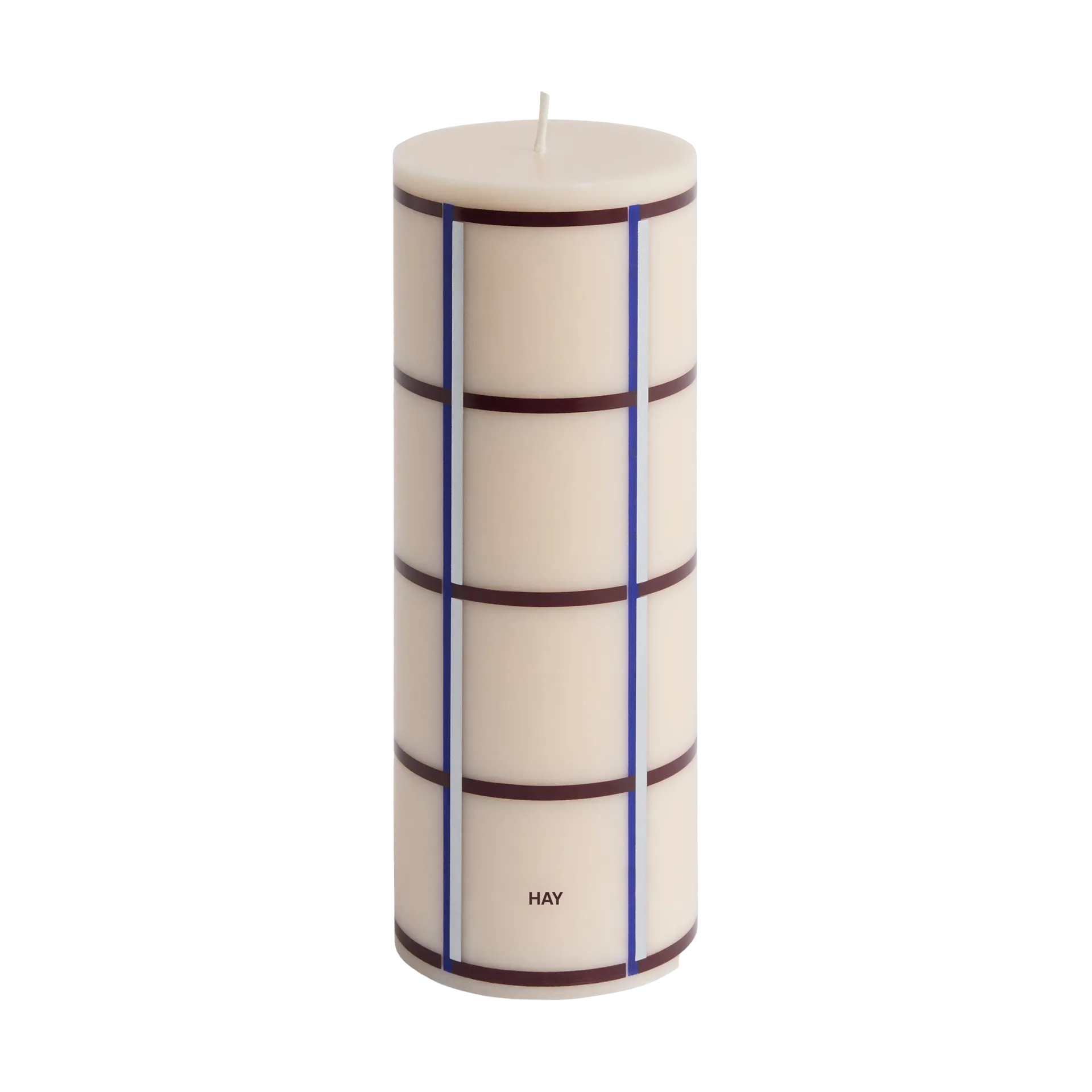 Column Candle Blockkerze medium 20 cm, Off white-bordeaux-blue-silver HAY