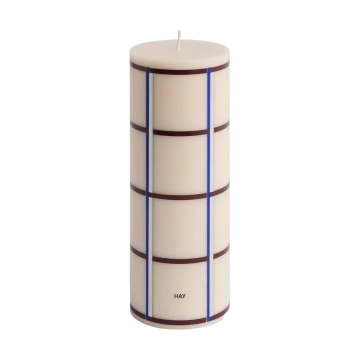 Column Candle Blockkerze medium 20 cm - Off white-bordeaux-blue-silver - HAY