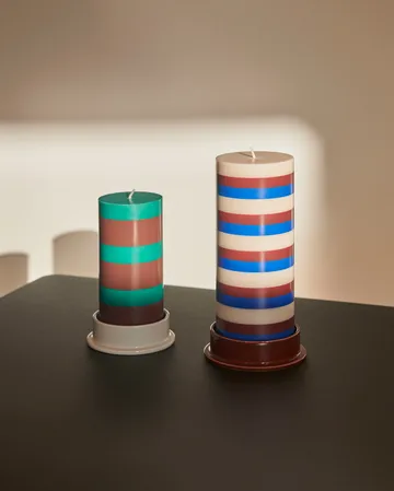 Column Candle Blockkerze medium 20 cm - Off white-brown-blue - HAY
