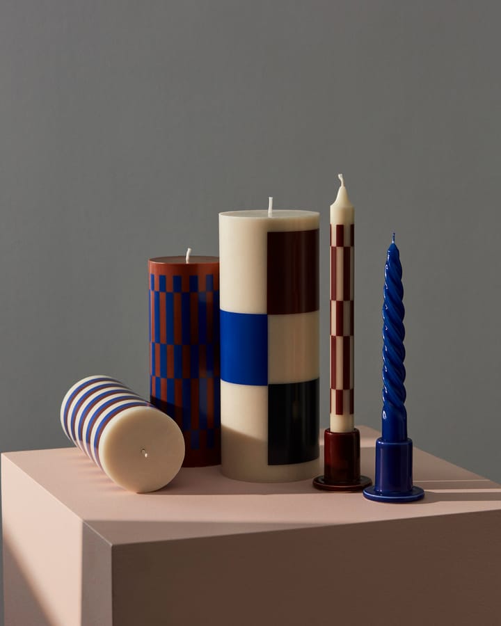 Column Candle Blockkerze medium 20cm, Brown-blue HAY