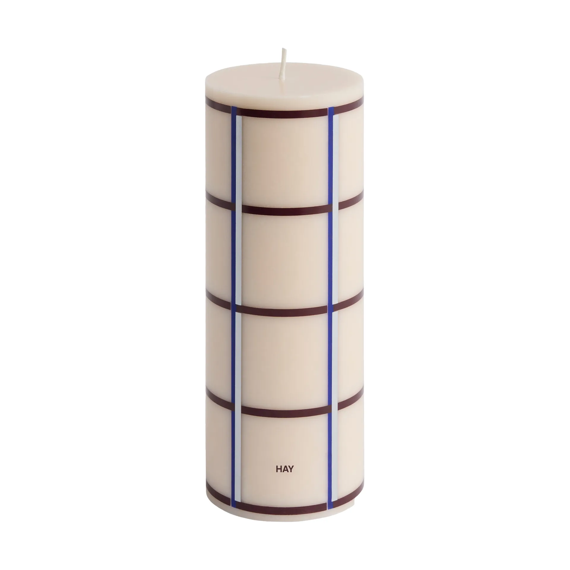 Column Candle Blockkerze medium 20cm, Off white-bordeaux-blue-silver HAY