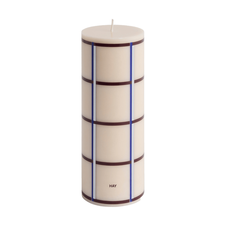 Column Candle Blockkerze medium 20cm - Off white-bordeaux-blue-silver - HAY