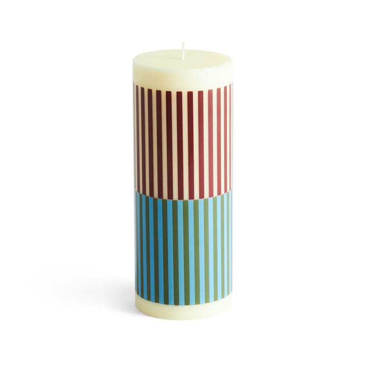 Column Candle Blockkerze medium 20cm - Yellow-brown-light blue-army - HAY