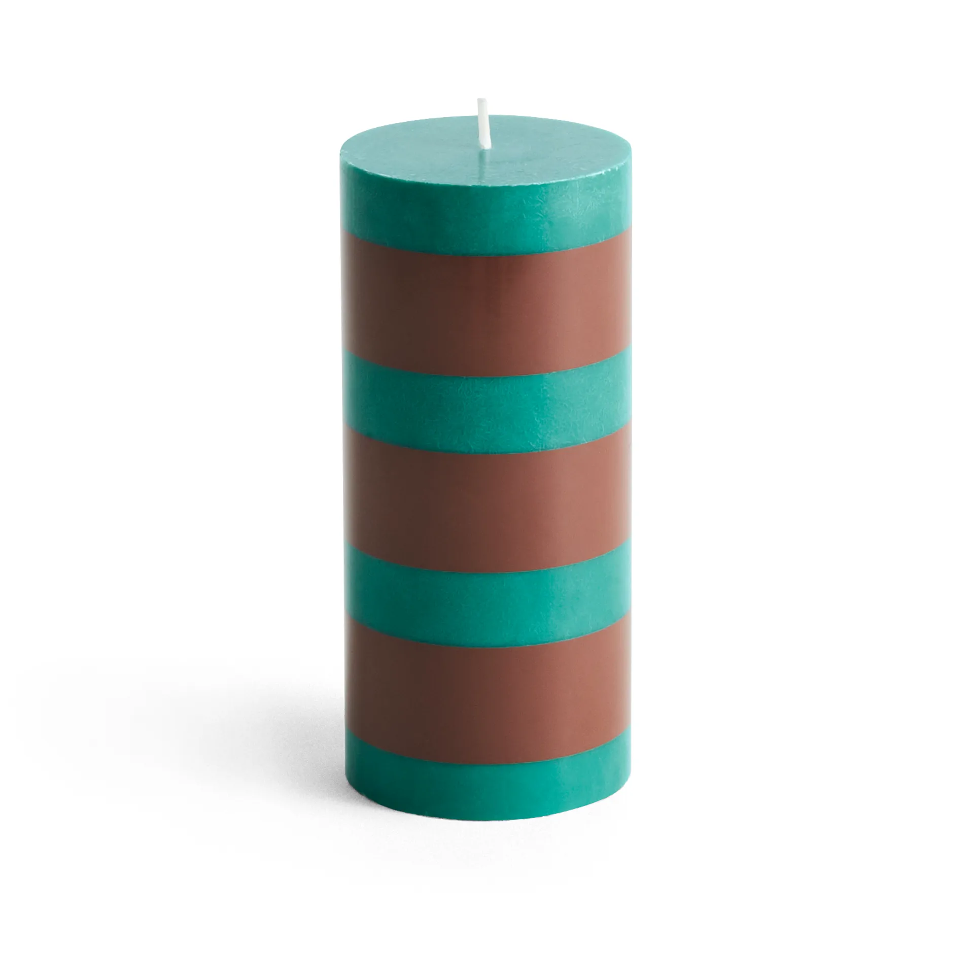 Column Candle Blockkerze small 15cm, Green-brown HAY