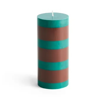 Column Candle Blockkerze small 15cm - Green-brown - HAY