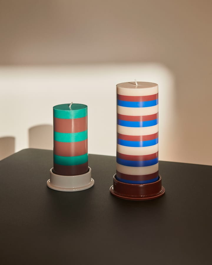 Column Candle Blockkerze small 15cm, Green-brown HAY