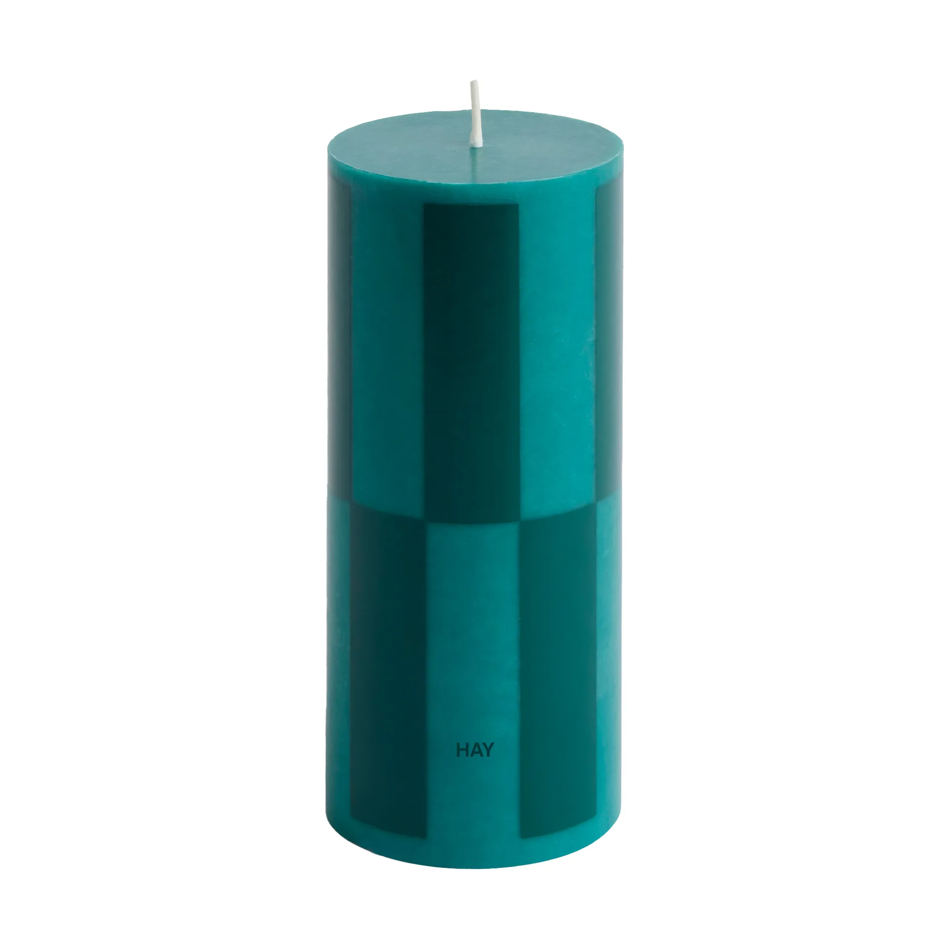 Column Candle Blockkerze small 15cm, Green-dark green large check HAY