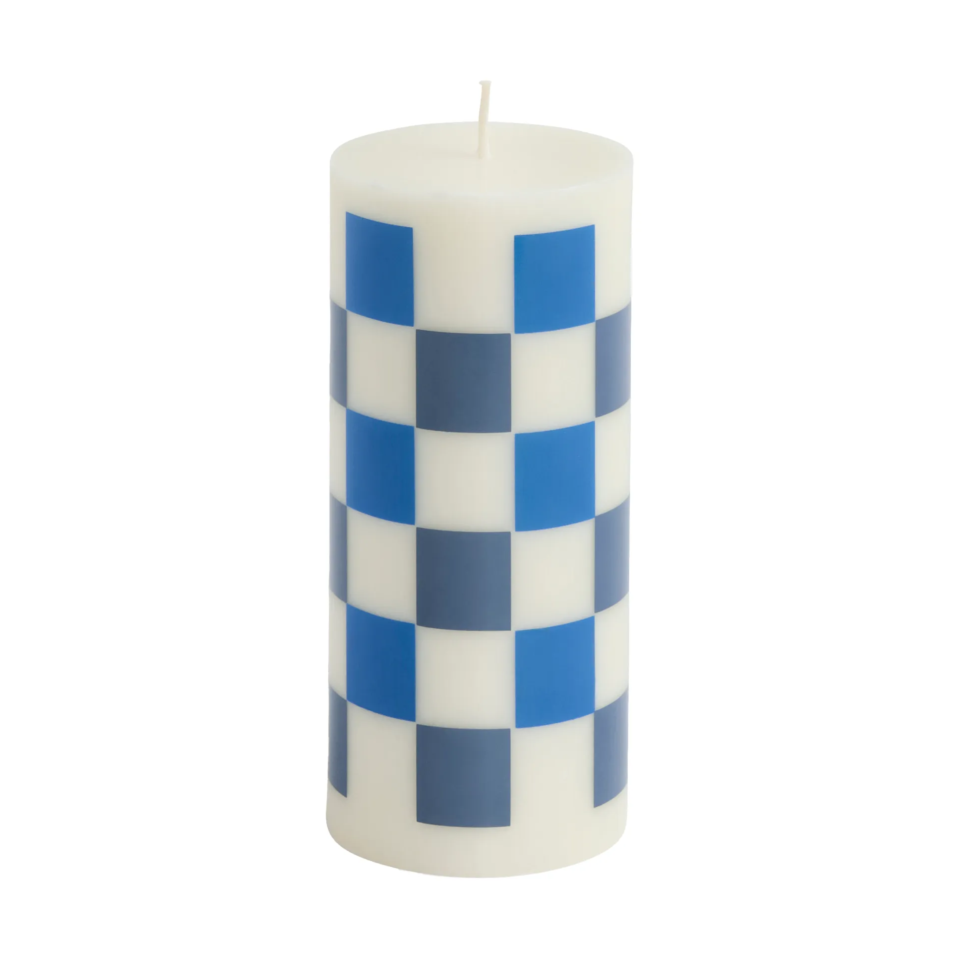 Column Candle Blockkerze small 15cm, Off white-blues HAY