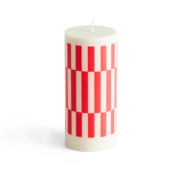 Column Candle Blockkerze small 15cm - Off white-red - HAY