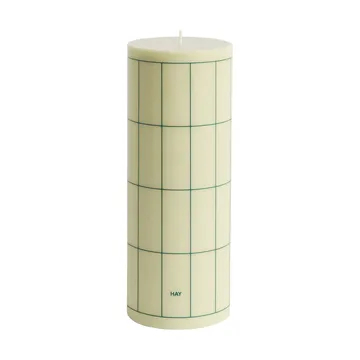 Column Candle Stumpenkerze Large 25 cm - Light green with dark green grid check - HAY