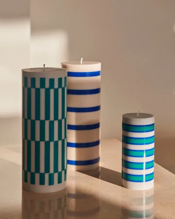 Column Candle Stumpenkerze Large 25 cm - Off white-blue - HAY