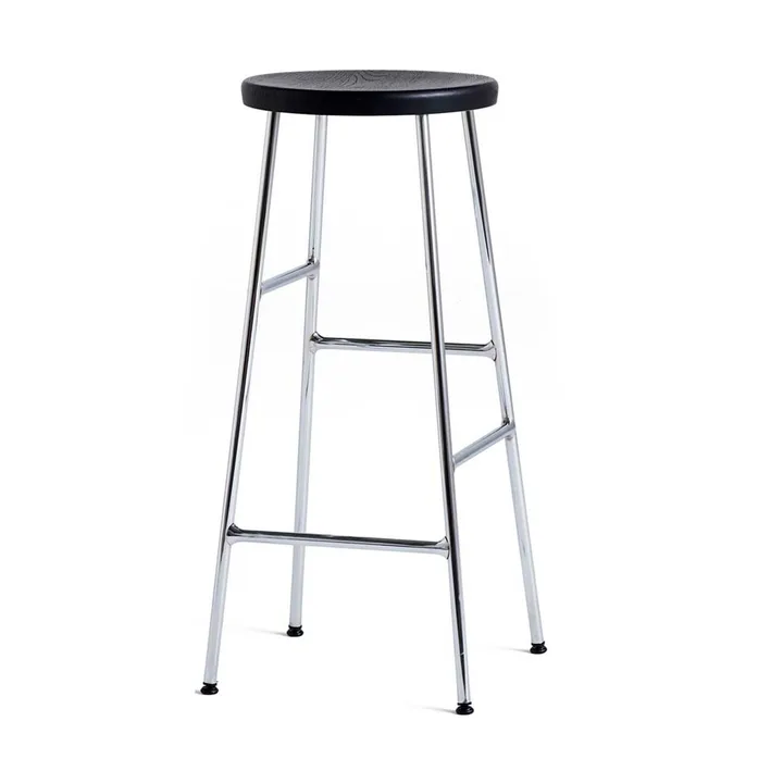 Cornet runder Barhocker 75 cm - Soft black oak-chrome - HAY