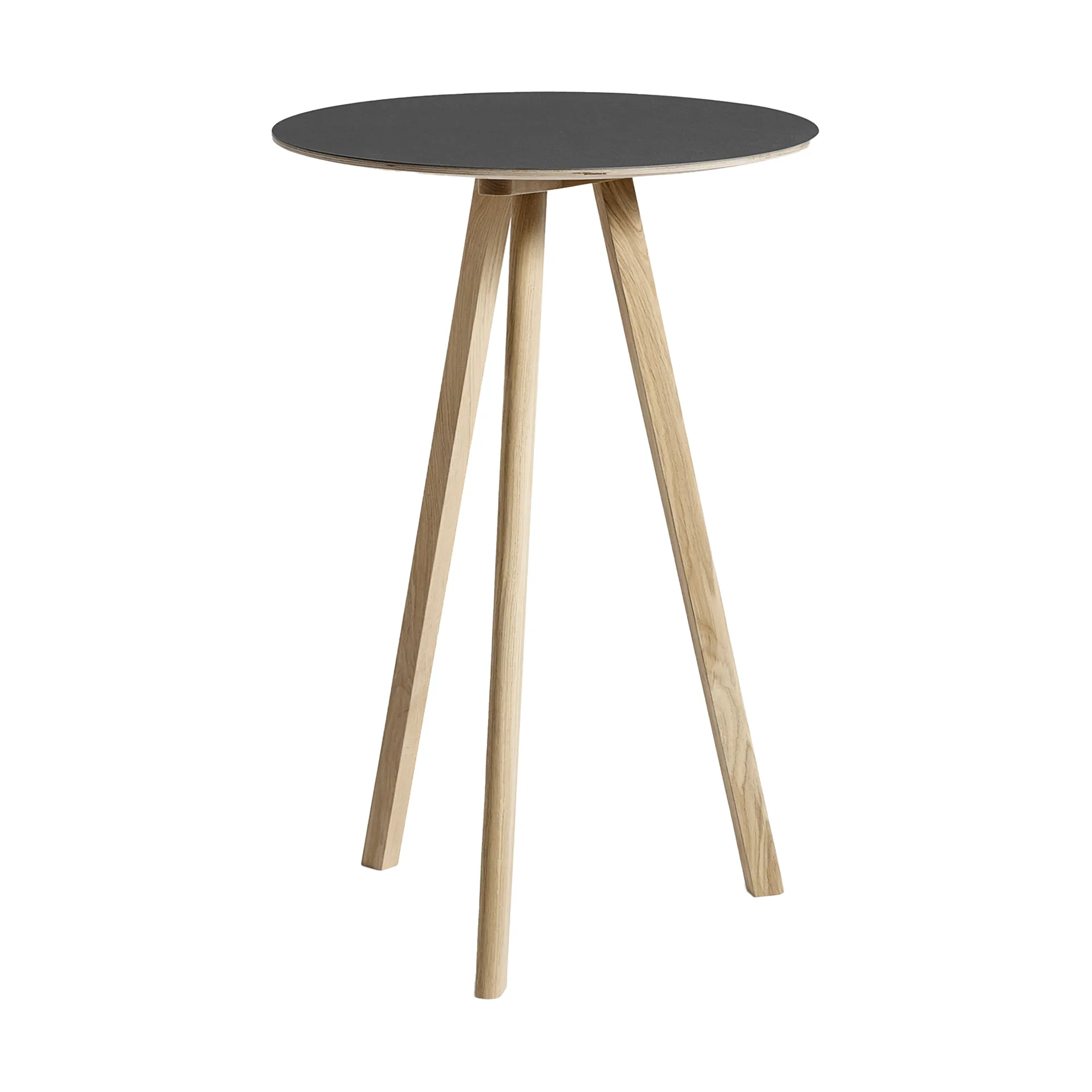 CPH20 2.0 Bartisch Ø70 cm, Black linoleum-lacquered oak HAY