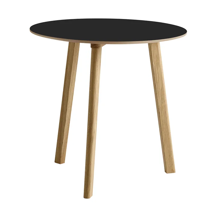 CPH220 Deux 2.0 Tisch Ø75 cm - Black laminate-lacquered oak - HAY