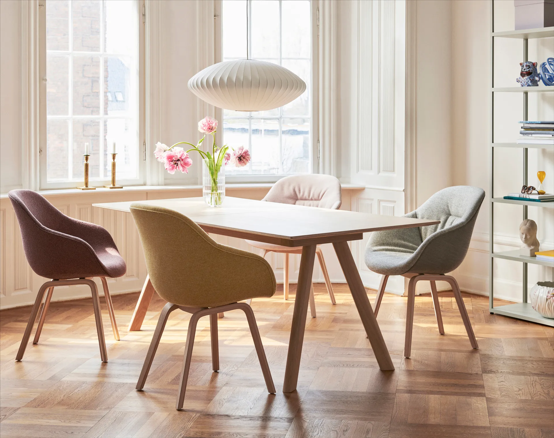 CPH30 2.0 Esstisch 90x250 cm, Off white linoleum-lacq. oak HAY