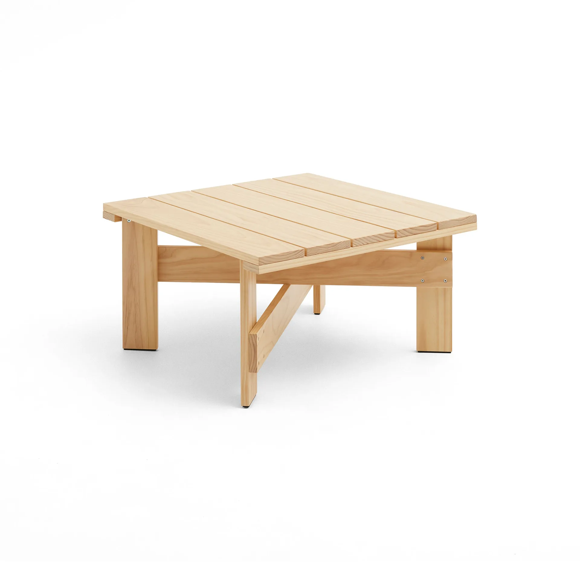 Crate Low table Tisch 75,5x75,5 cm Kiefernholz lackiert, Klar HAY