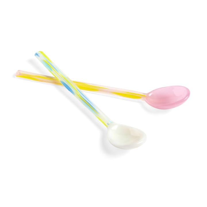 Flat Glaslöffel 2er Pack, Light pink-white HAY