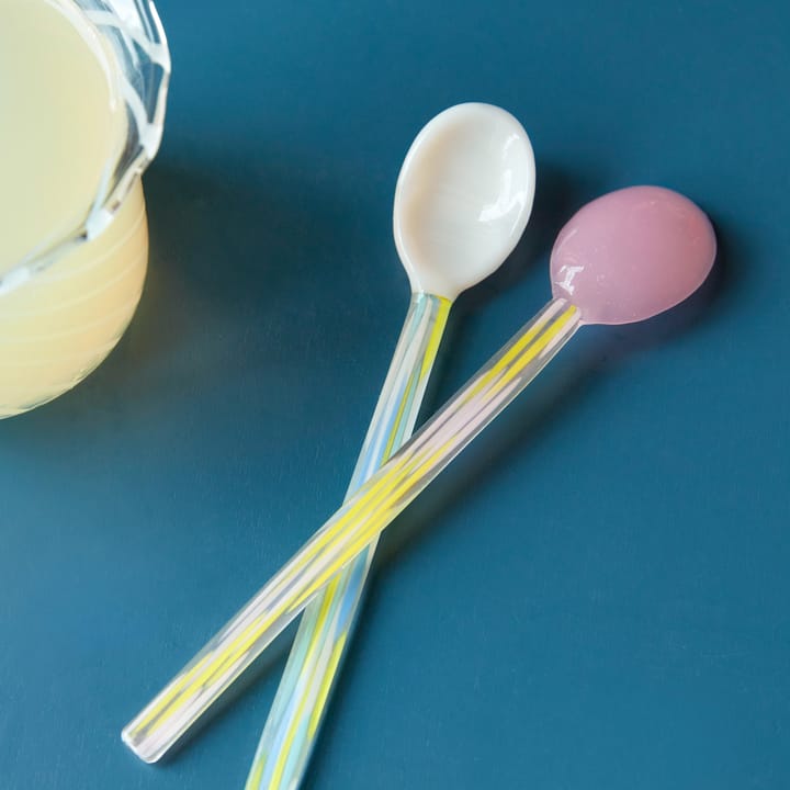 Flat Glaslöffel 2er Pack, Light pink-white HAY