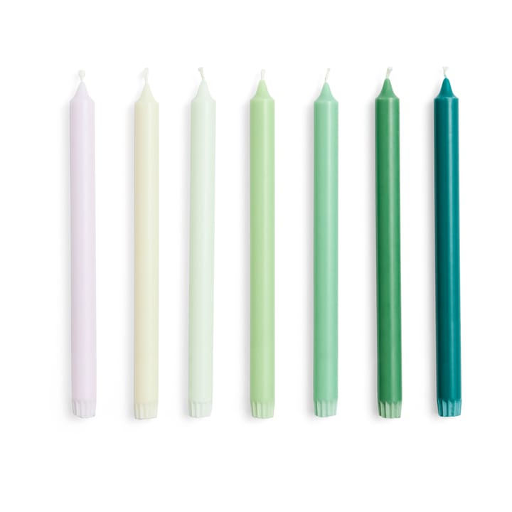 Gradient Candle Kerze 7er Pack - Greens - HAY