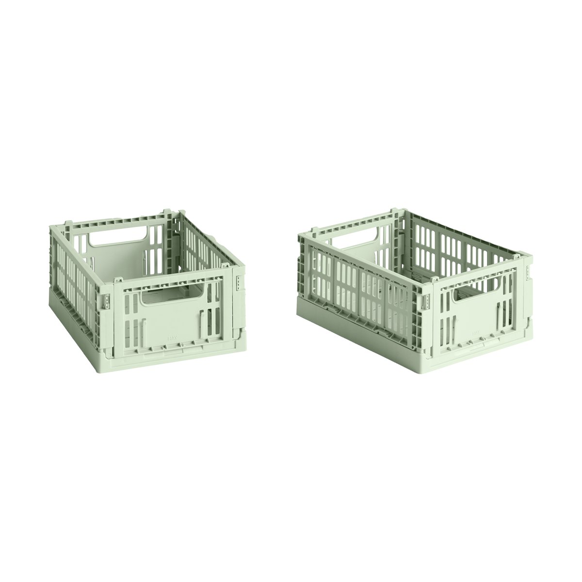 HAY Colour Crate Mini 2er-Pack 13x17 cm Mint | Skandinavisches Design | Aufbewahrungskörbe | Grün