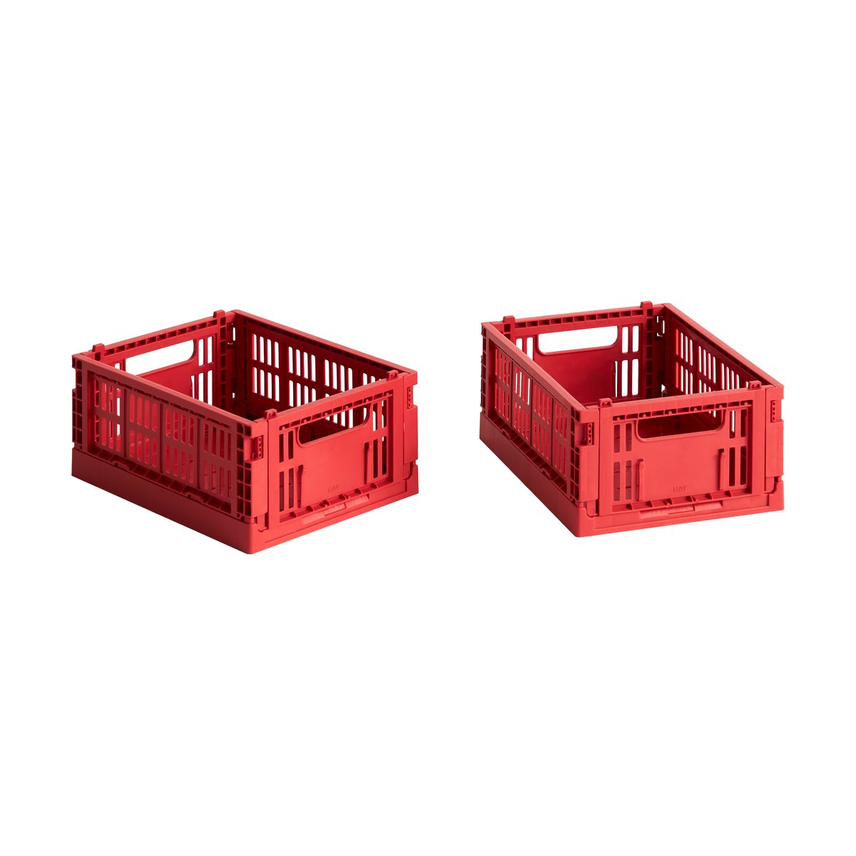HAY Colour Crate Mini 2er-Pack 13x17 cm Red | Skandinavisches Design | Aufbewahrungskörbe | Rot