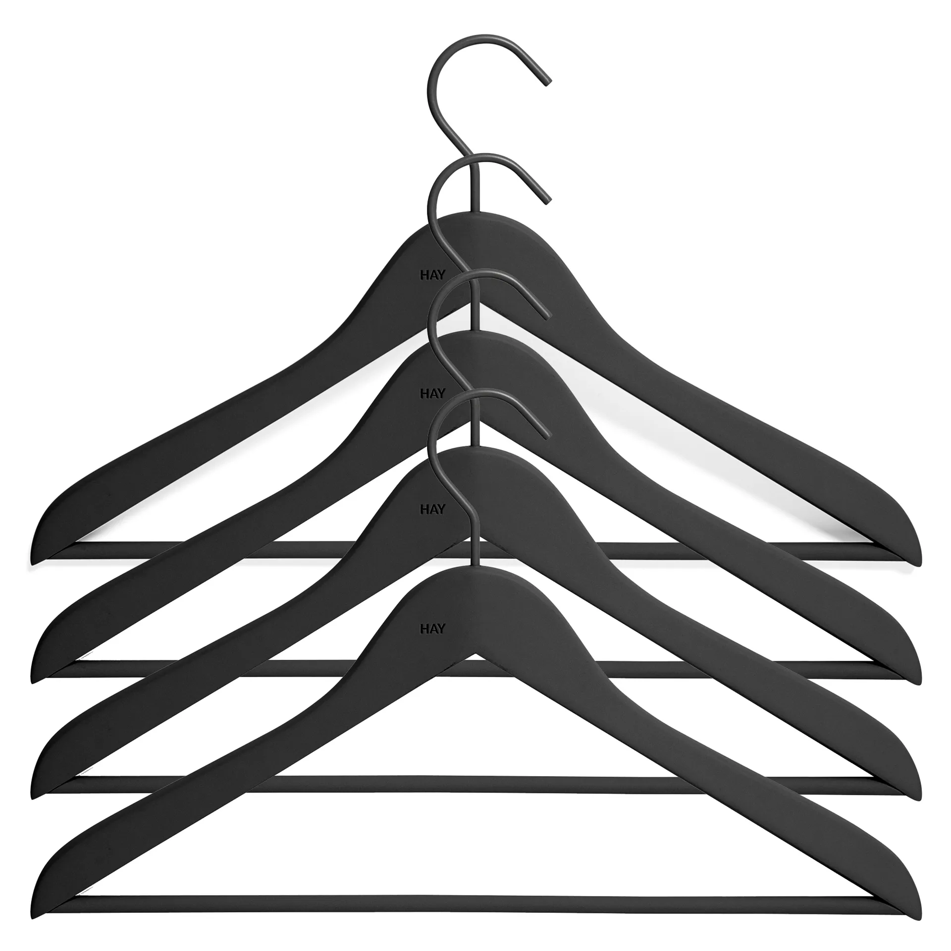 HAY Kleiderhaken mit Stange slim 4er Pack, Schwarz HAY