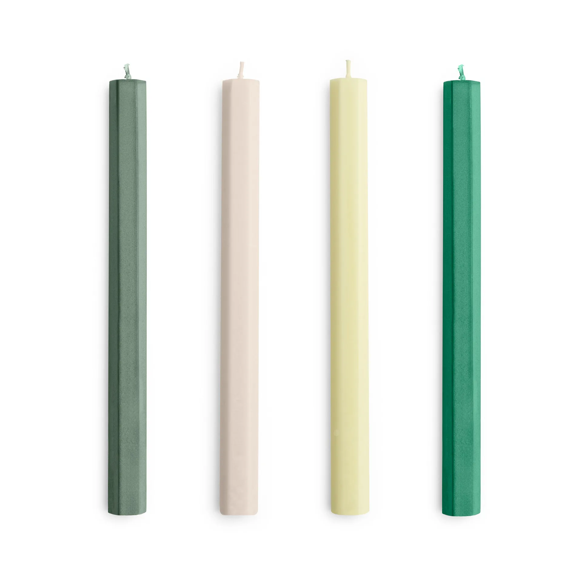Hexagon Candle Kerzen Mix 4er-Pack, Greens-whites HAY