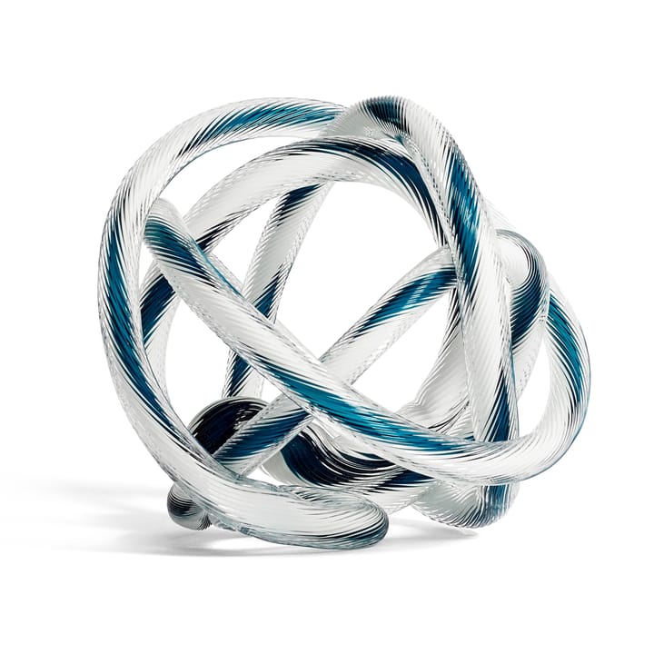 Knot No 2 L Glasskulptur - Teal-white - HAY