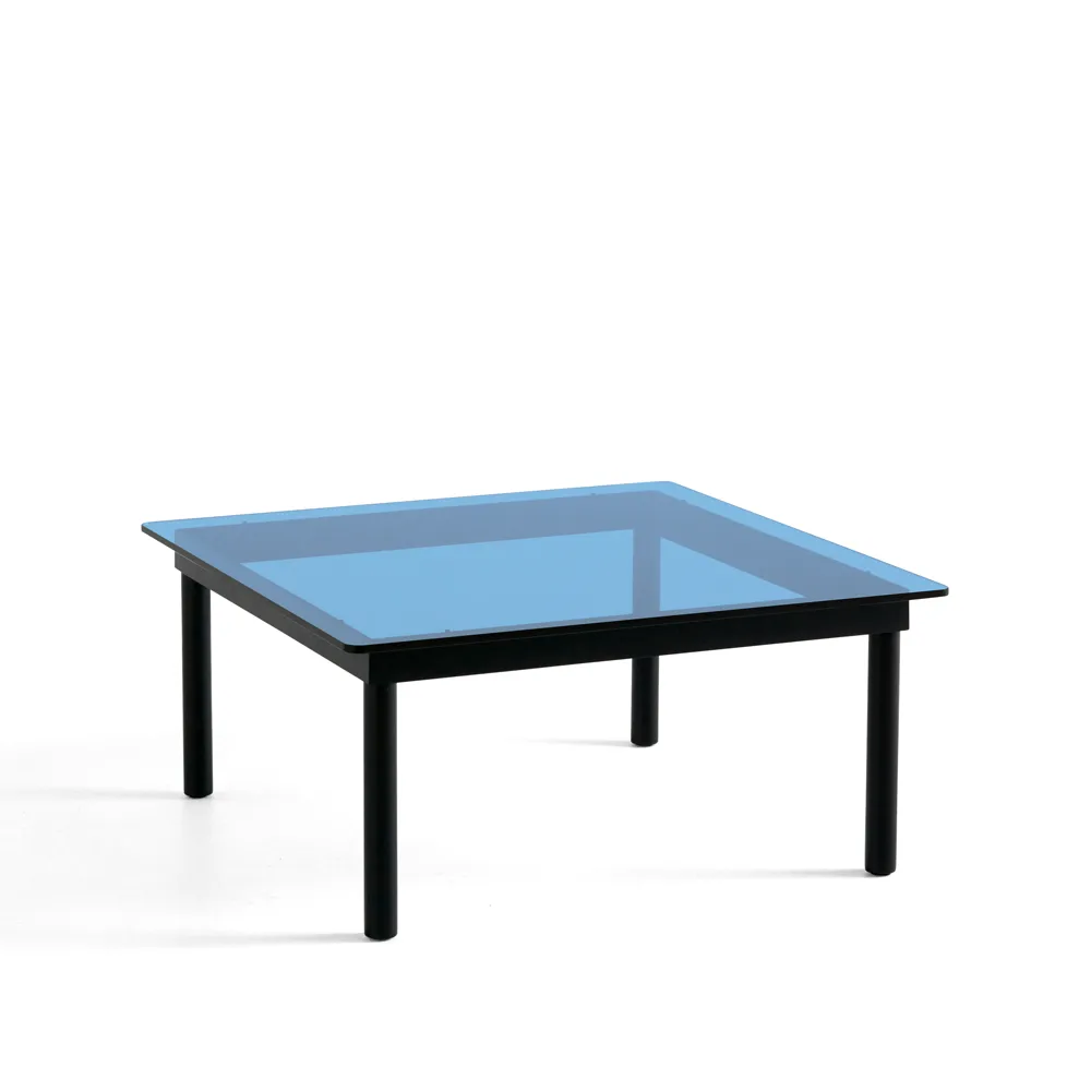 Kofi Couchtisch, Black oak-Glasplatte-blau getönt-80 cm HAY