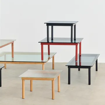 Kofi Couchtisch - Black oak-Glasplatte-blaugetönt-60 cm breit - HAY