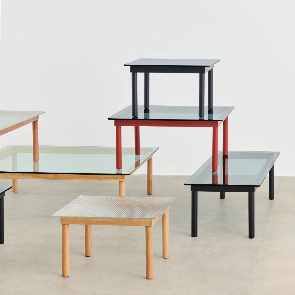 Kofi Couchtisch, black oak-Glasplatte-geriffelt-B100 cm HAY