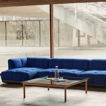 Kofi Couchtisch - black oak-Glasplatte-geriffelt-B100 cm - HAY