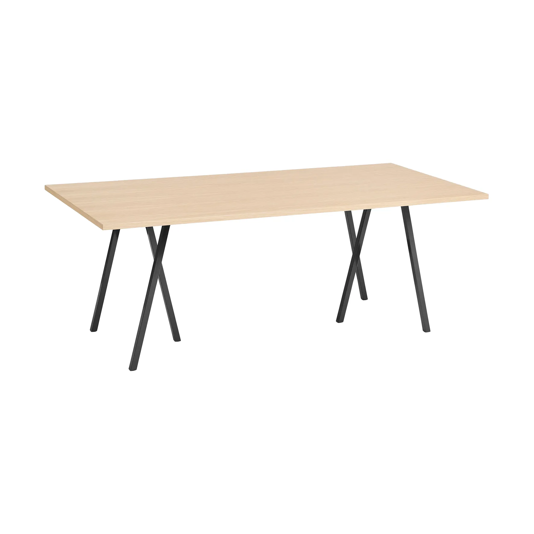 Loop Stand Esstisch 92,5x200 cm, Black-clear lacq. oak HAY