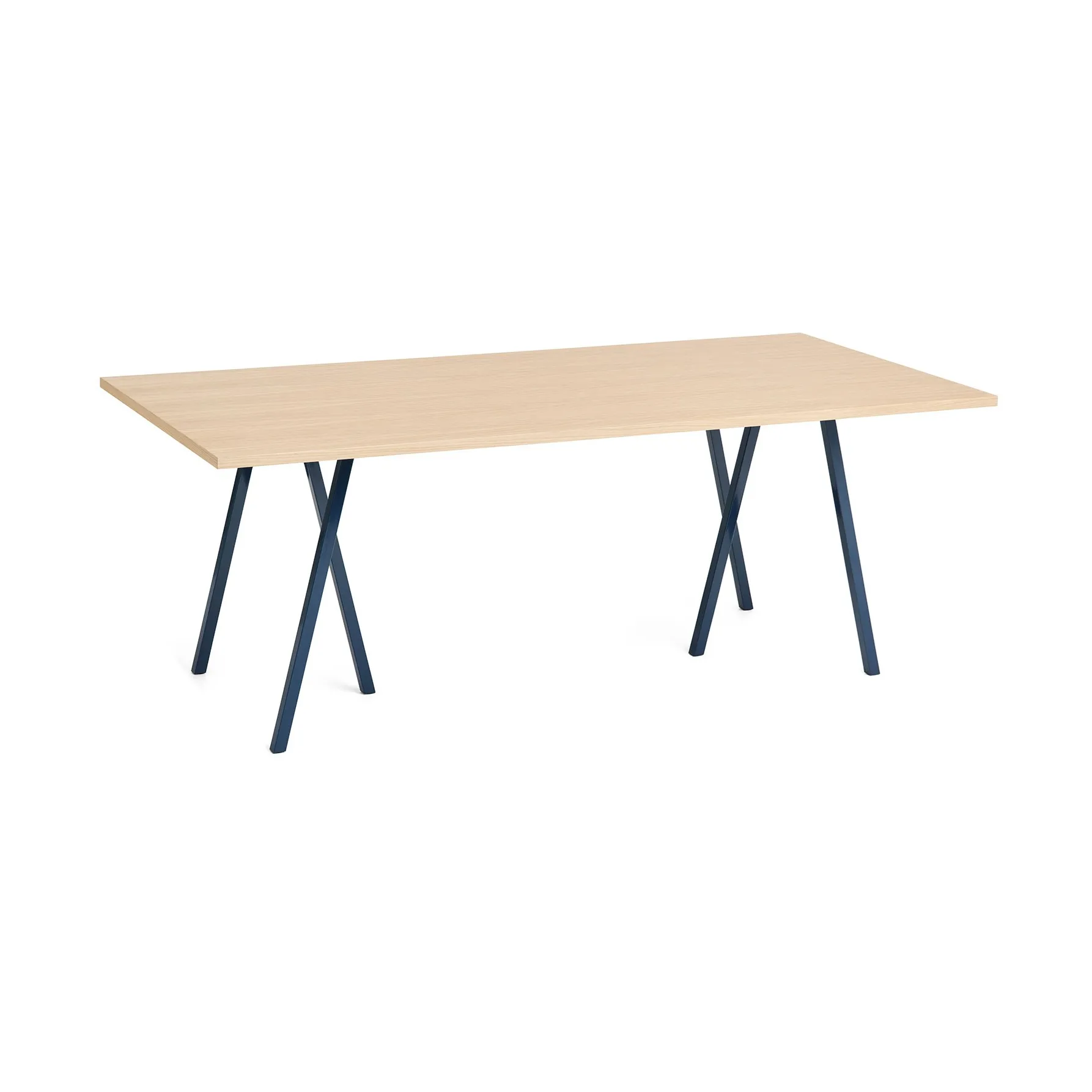 Loop Stand Esstisch 92,5x200 cm, Deep blue-clear lacq. oak HAY