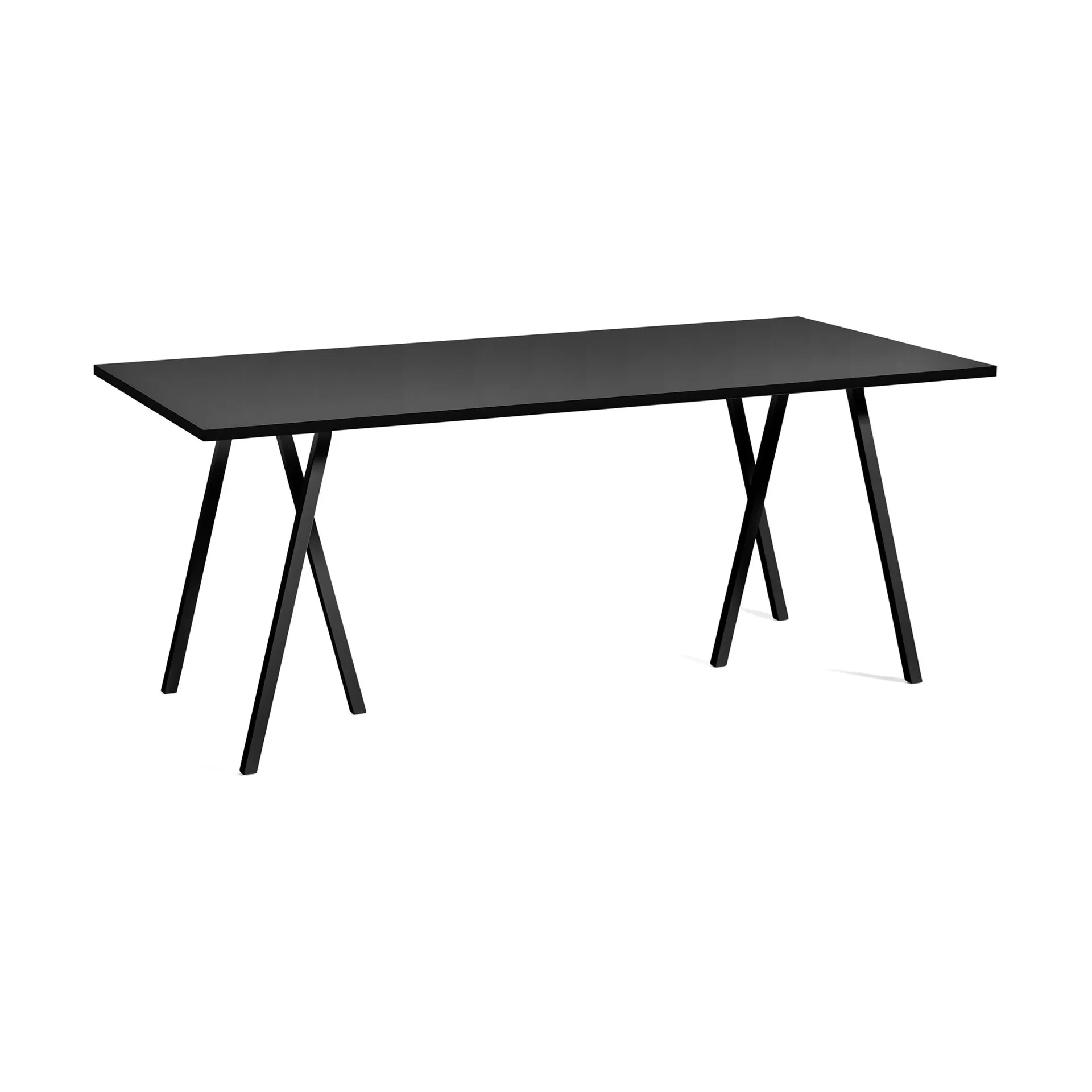 Loop Stand incl. support Esstisch 87,5x180 cm, Black-black linoleum-lacq. ash HAY