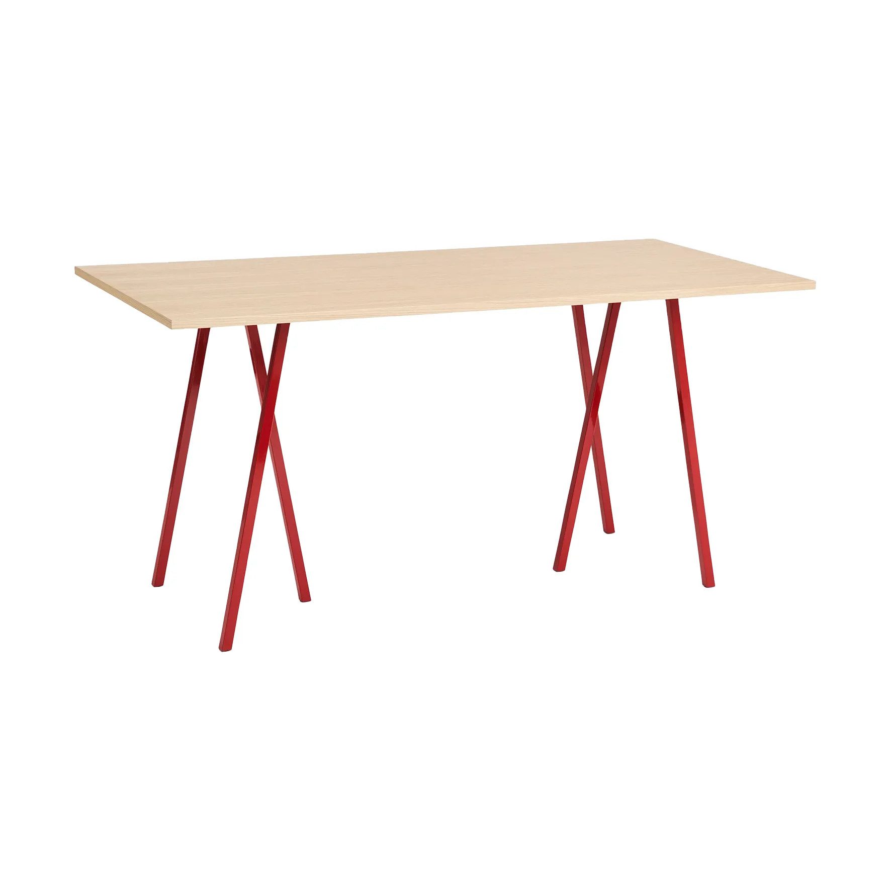 Loop Stand incl. support Esstisch 92,5x200 cm, Maroon red-clear lacq. oak HAY