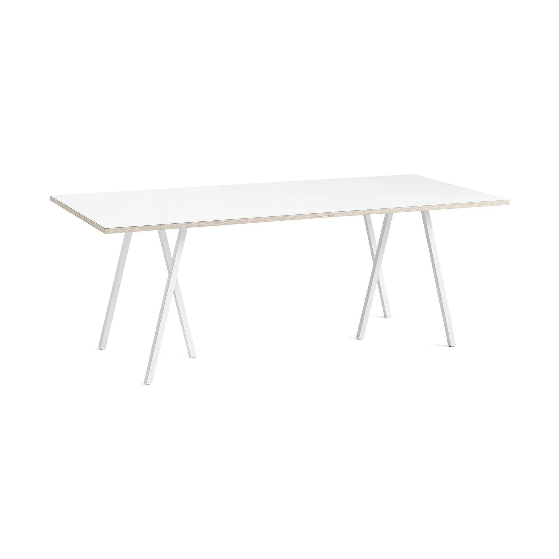 Loop Stand incl. support Esstisch 92,5x200 cm, White-white laminate-plywood HAY