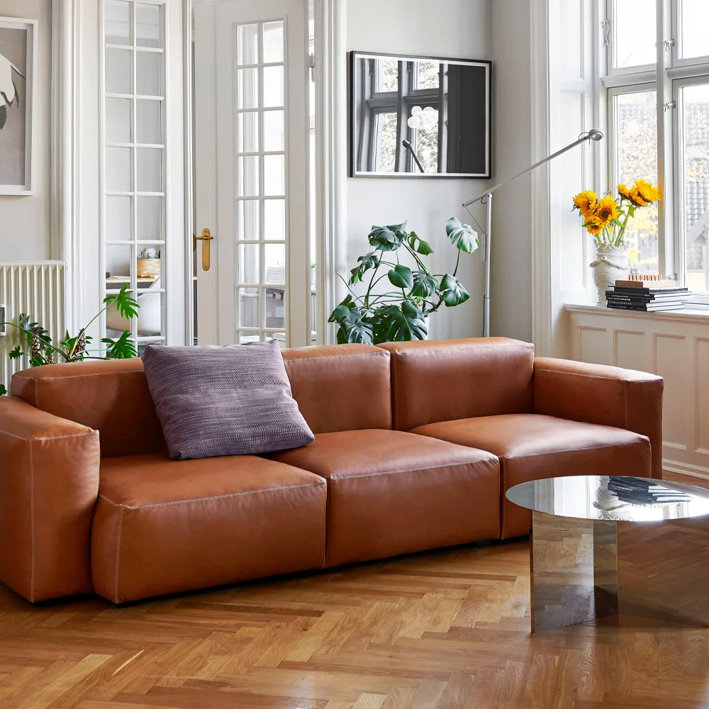 Mags 2,5-Sitzer COMB Sofa, Sense cognac-hellgraue Naht HAY