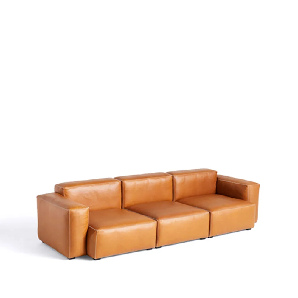Mags Soft low 3-Sitzer Sofa, Sense cognac-hellgraue Naht HAY