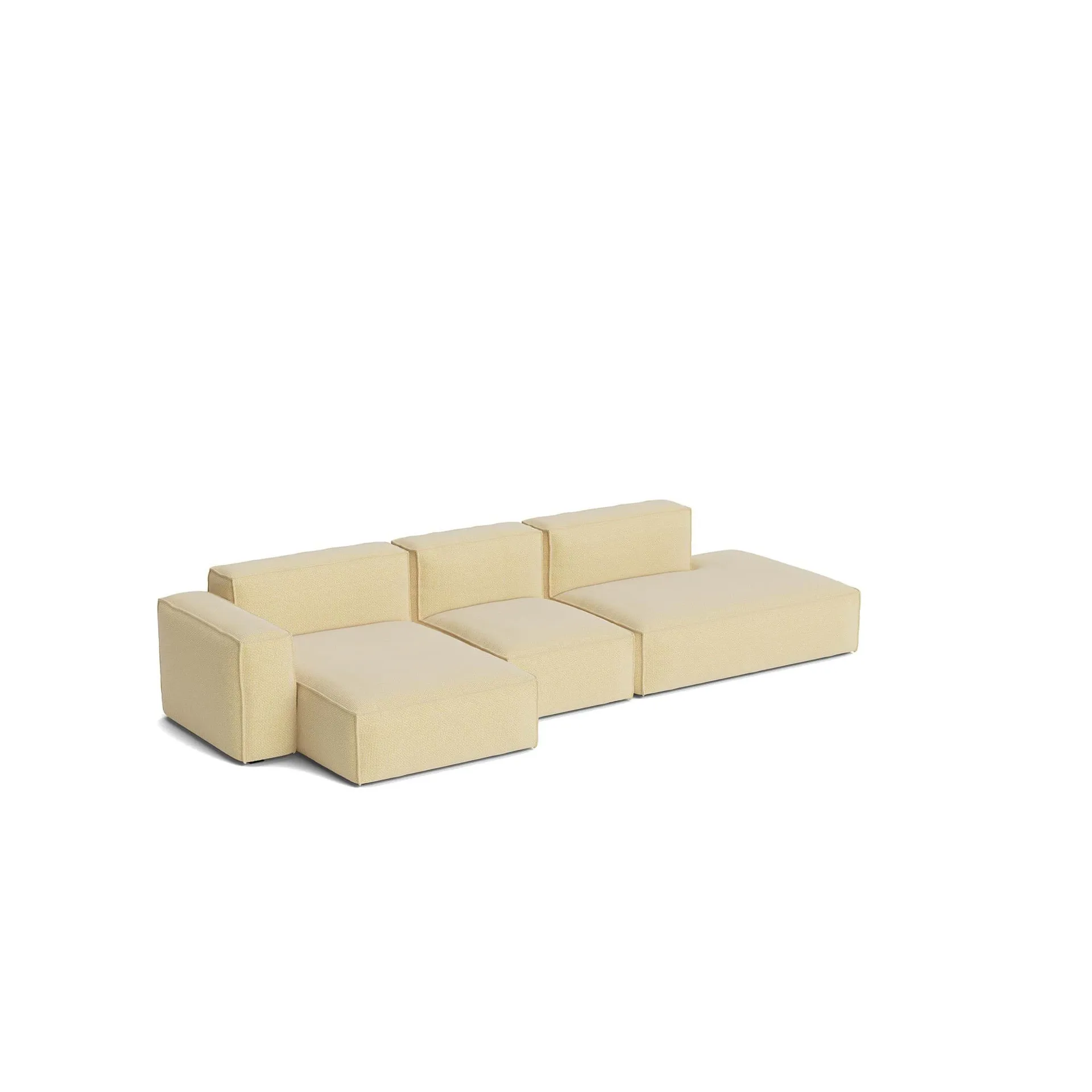 Mags Soft Low Armrest Sofa 2,5-Sitzer Kombination 3, Tartaglia Ocre white, linksbündig, abnehmbarer Bezug HAY