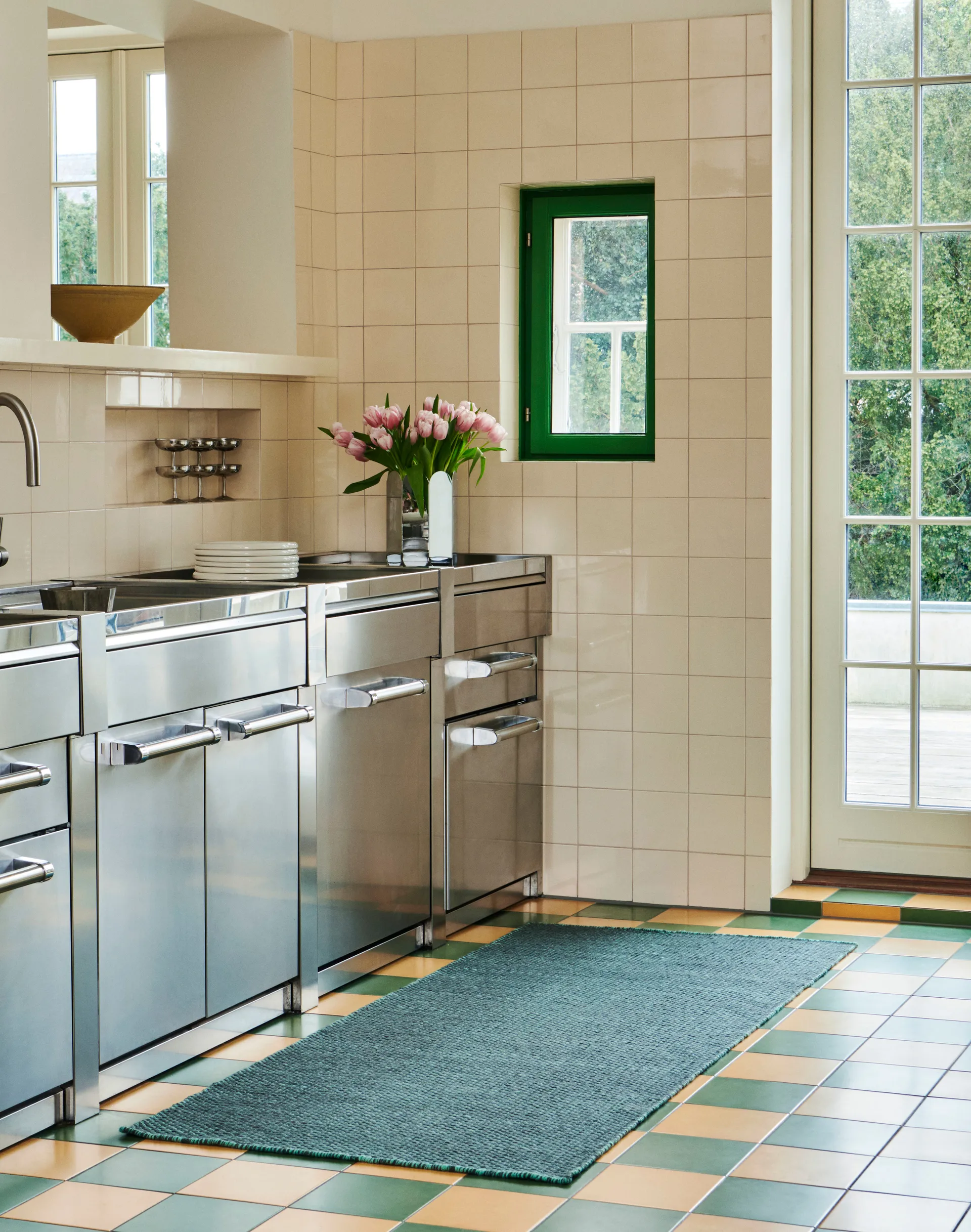 Moiré Kelimteppich 80x200 cm, Emerald green HAY