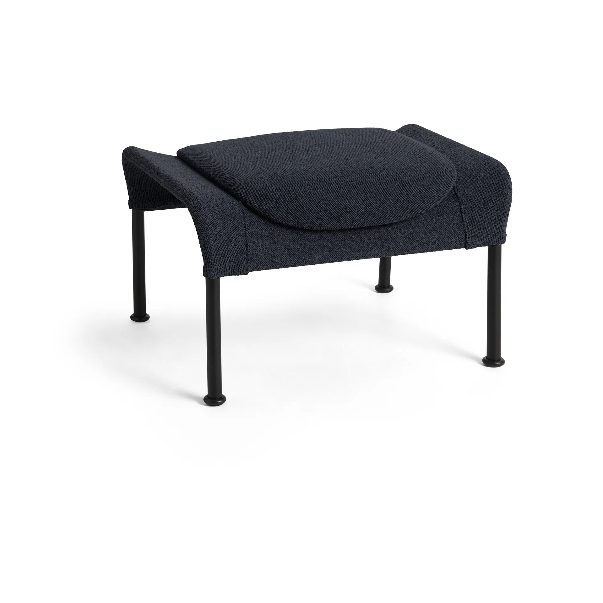 O2 Ottoman Fußhocker, Soft black-schwarzlackierter Stahl HAY