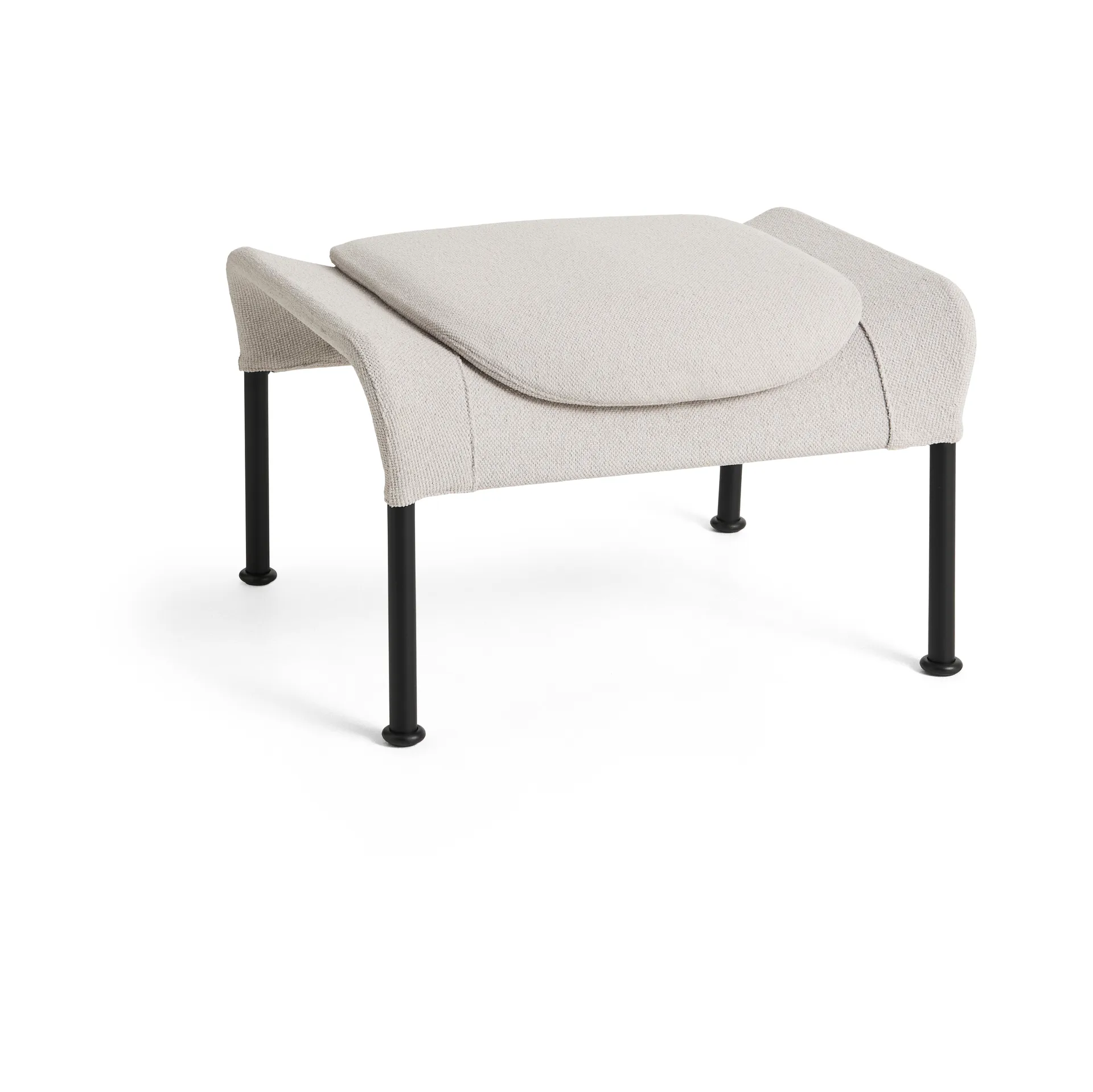 O2 Ottoman Fußhocker, Soft light grey-schwarzlackierter Stahl HAY