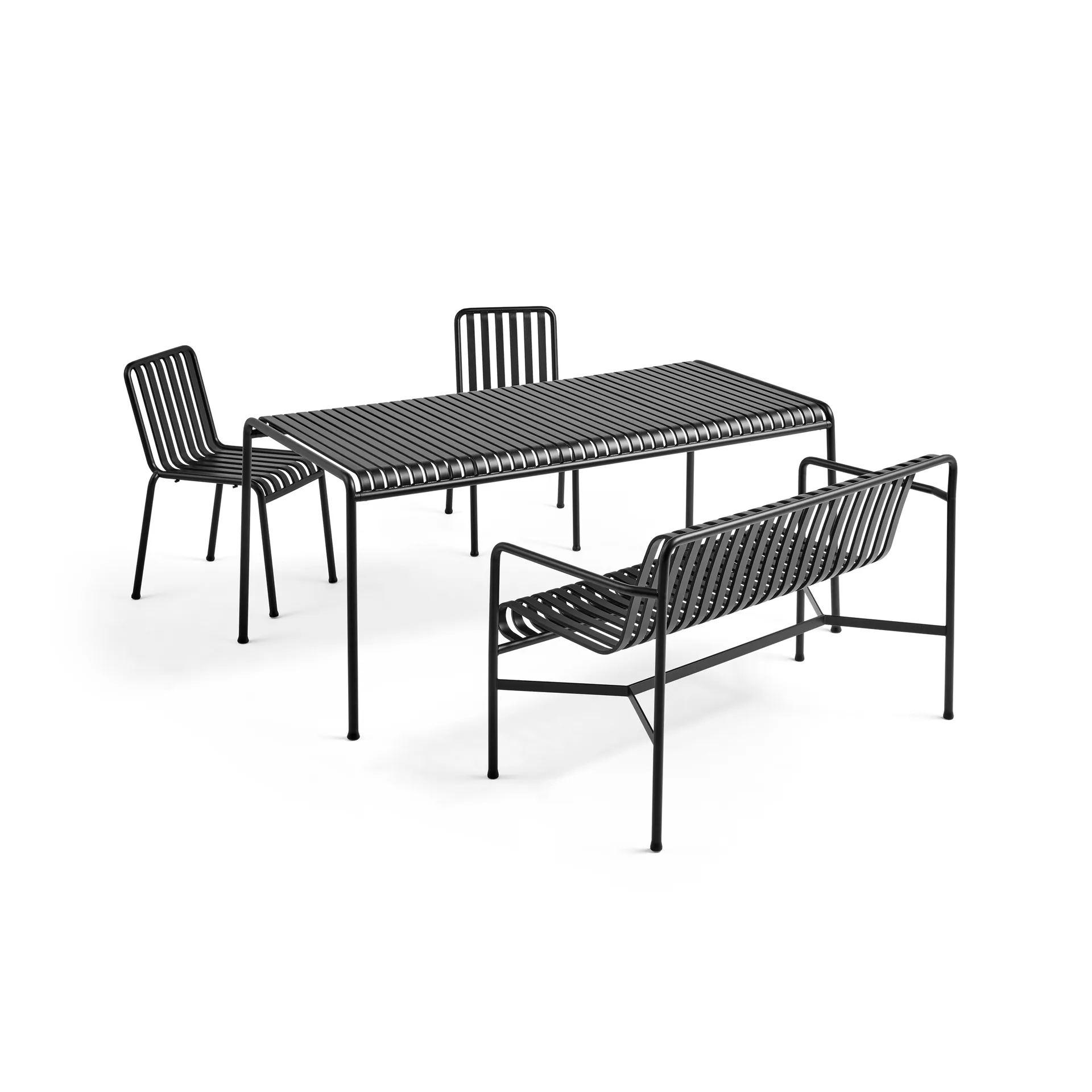 Palissade Essgruppe 2 Stühle + Bank 170x90 cm - Anthracite,  HAY