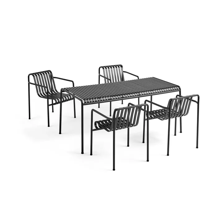 Palissade Essgruppe 4 Armlehnenstühle 170x90 cm - Anthracite - HAY