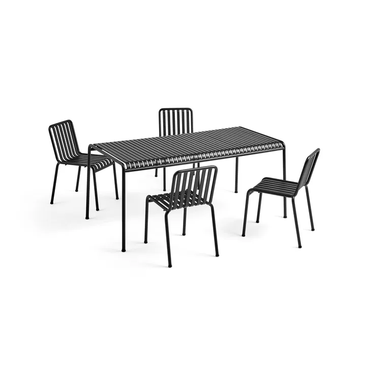 Palissade Essgruppe 4 Stühle 170x90 cm - Anthracite - HAY