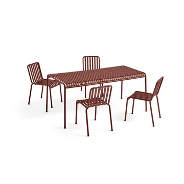 Palissade Essgruppe 4 Stühle 170x90 cm - Iron red - HAY