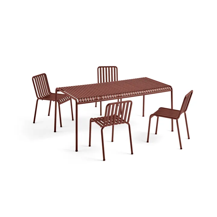 Palissade Essgruppe 4 Stühle 170x90 cm - Iron red - HAY