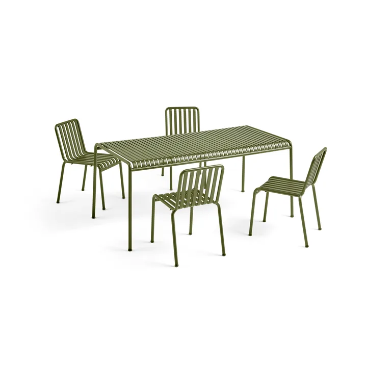 Palissade Essgruppe 4 Stühle 170x90 cm - Olive - HAY